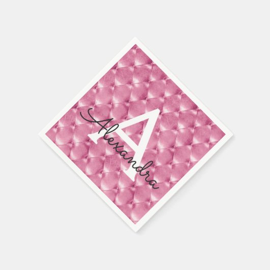 Roze Kussen Monogram Naam en Initiaal Servet (Hoek)