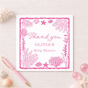 Roze Kust Baby Shower Bedankkaart