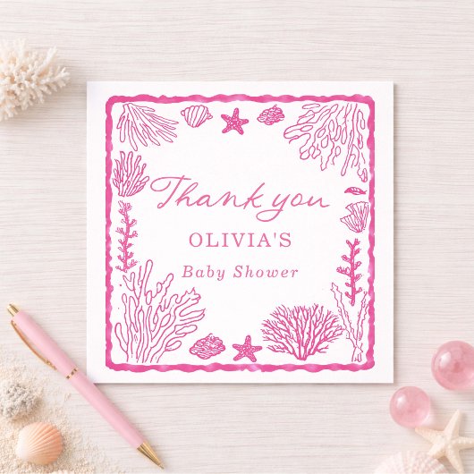 Roze Kust Baby Shower Bedankkaart