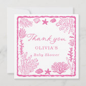 Roze Kust Baby Shower Bedankkaart (Voorkant)