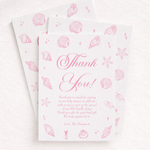 Roze Kust Baby Shower Meisje Bedanktkaart Kaart