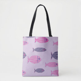 Roze kust Blauwe en roze vispatroon tas