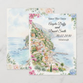 Roze Kust Bloemstuk Save The Date Kaart (Voorkant / Achterkant)