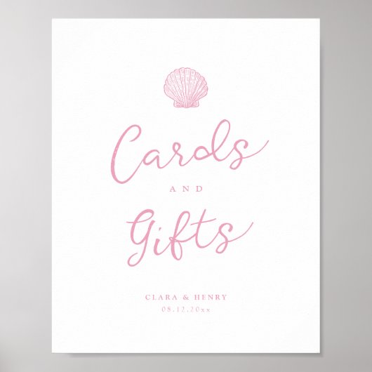 Roze Kust Bruiloftkaarten en Cadeaus Bord Poster (Voorkant)
