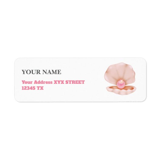Roze Kust Chic Zeeschelp Etiket (Voorkant)