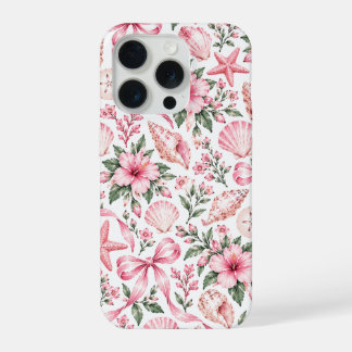 Roze Kust Coquette Zeeschelp Zeester & Bloemendeco iPhone 15 Pro Case