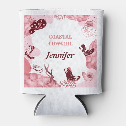 roze kustcowgirl koelbox blikjeskoeler (Voorkant)