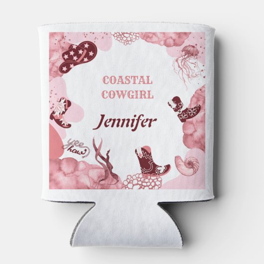 roze kustcowgirl koelbox blikjeskoeler (Achterkant)