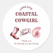 roze kustcowgirl ronde sticker (Voorkant)