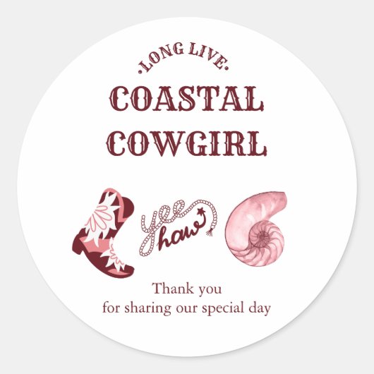 roze kustcowgirl ronde sticker (Voorkant)