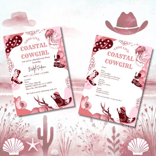 roze kustcowgirl vrijgezellenfeest kaart