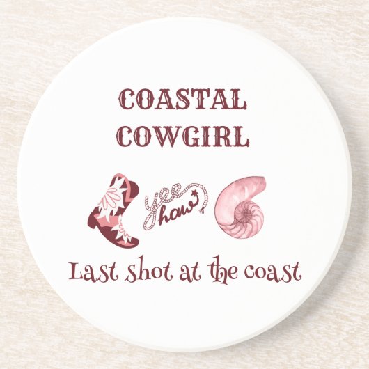 roze kustcowgirl zandsteen onderzetter (Voorkant)