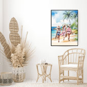 Roze Kustmeisjes Tropisch Eiland Poster