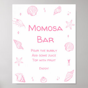 Roze Kuststrand Baby Shower Momosa Bar Poster