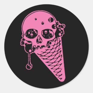 Roze Kwaad Roomijs Ronde Sticker