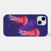 Roze kwal iPhone 15 case (Achterkant horizontaal)