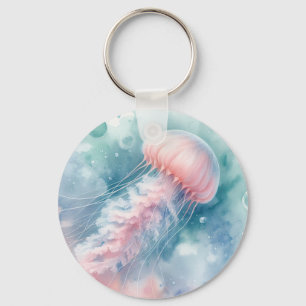 Roze kwal monogram en naam sleutelhanger