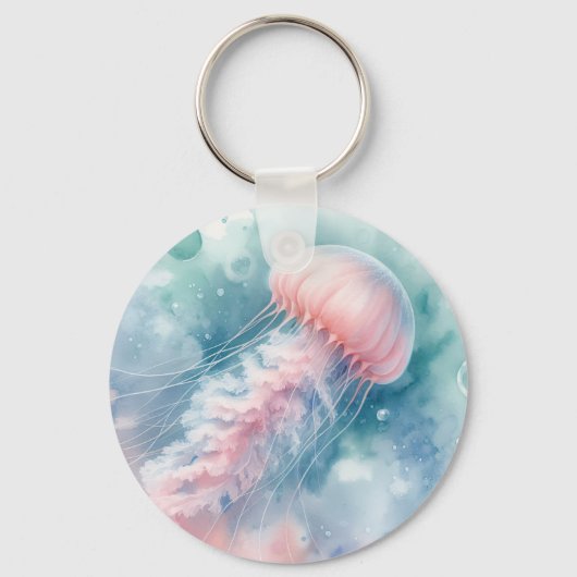 Roze kwal monogram en naam sleutelhanger (Voorkant)