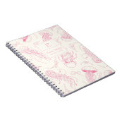 Roze  kwal Ocean bow Monogrammed girly Notitieboek (Rechterzijde)