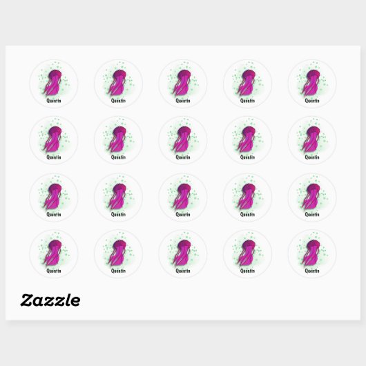 roze kwal waterverf stijl ronde sticker (Vel)
