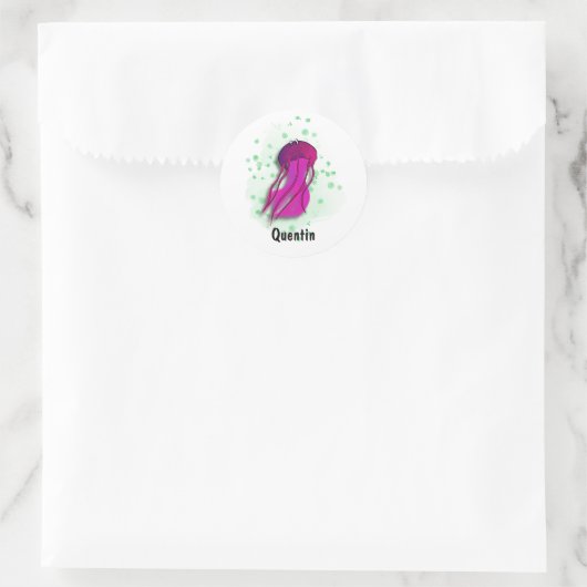 roze kwal waterverf stijl ronde sticker (Tas)