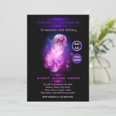 Roze kwallen gloed in de donkerneonpartij kaart (Staand voorkant)