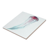 Roze kwallen op Light Aqua Blue Green Tegeltje (Zijkant)