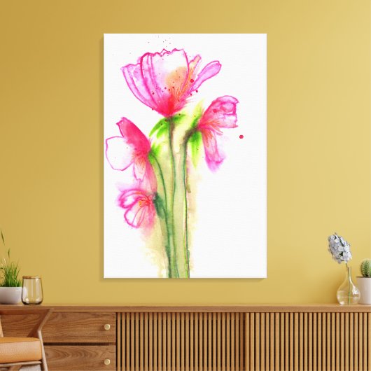 Roze kwartet canvas afdruk (Insitu (Woonkamer))