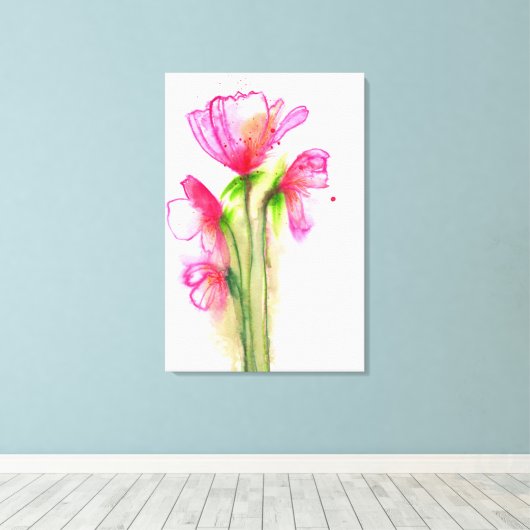 Roze kwartet canvas afdruk (Insitu (Houten vloer))