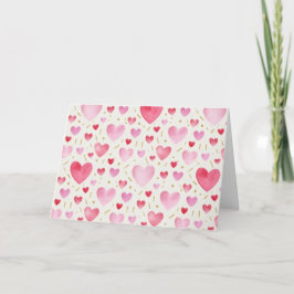 Roze Kwarts Aquarel Harten Kaart