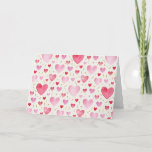Roze Kwarts Aquarel Harten Kaart