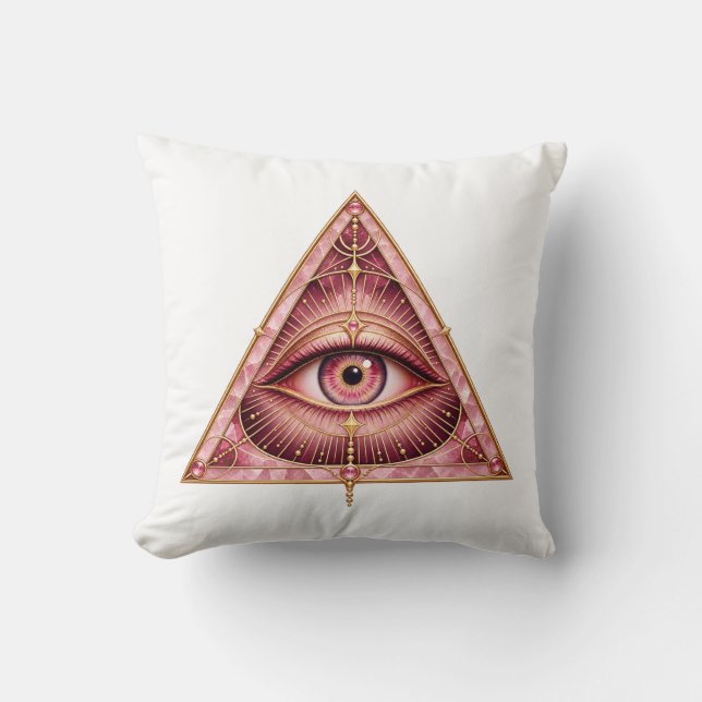 Roze Kwarts Driehoek Oog Kussen (Voorkant)