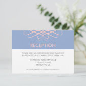 Roze Kwarts en Blauwe, Elegante Bloemen Bruiloft Informatiekaartje (Staand voorkant)