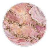 Roze kwarts en pastelroze marmer keramische knop (Voorkant)