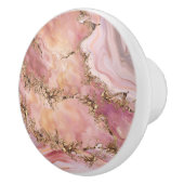 Roze kwarts en pastelroze marmer keramische knop (Rechts)