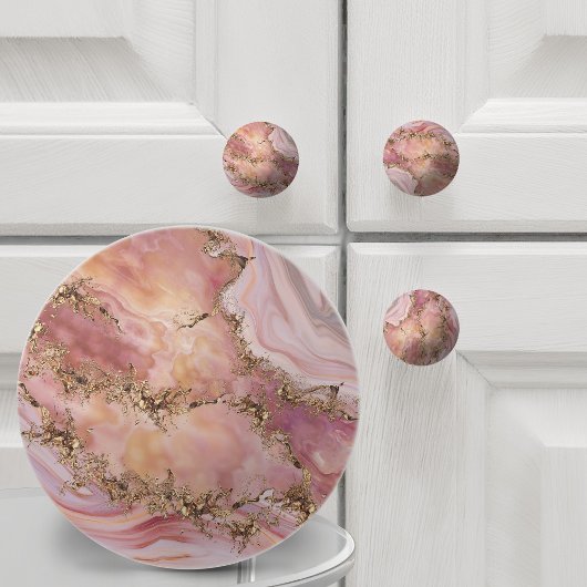 Roze kwarts en pastelroze marmer keramische knop