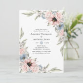 Roze Kwarts en Serenity Bloemenkoppels Bruisfeest Kaart (Staand voorkant)