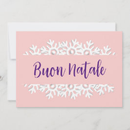 Roze Kwarts, Paars en Witte Buon Natale Feestdagenkaart