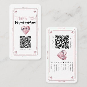 Roze Kwarts Roze Hart Kristal Sociale Media QR Visitekaartje