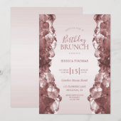 Roze Kwarts Verjaardagsbrunch Kaart (Voorkant / Achterkant)