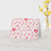 Roze Kwarts Waterverf Harten Kaart (Gele Bloem)