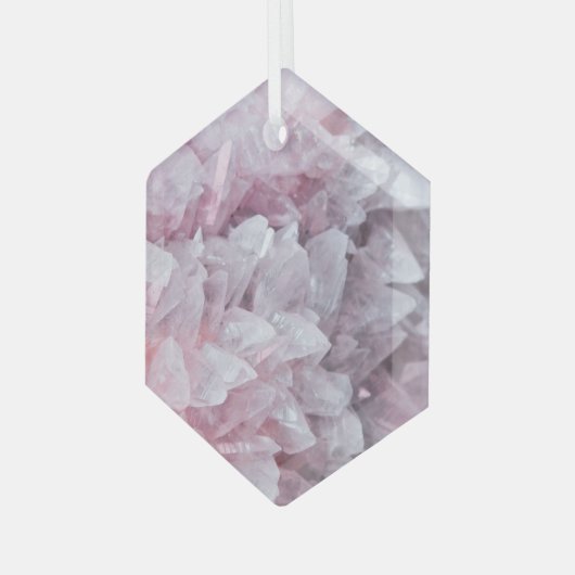 Roze kwartsgeest Lichaamsspiraalenergie Glas Ornament (Voorkant links)