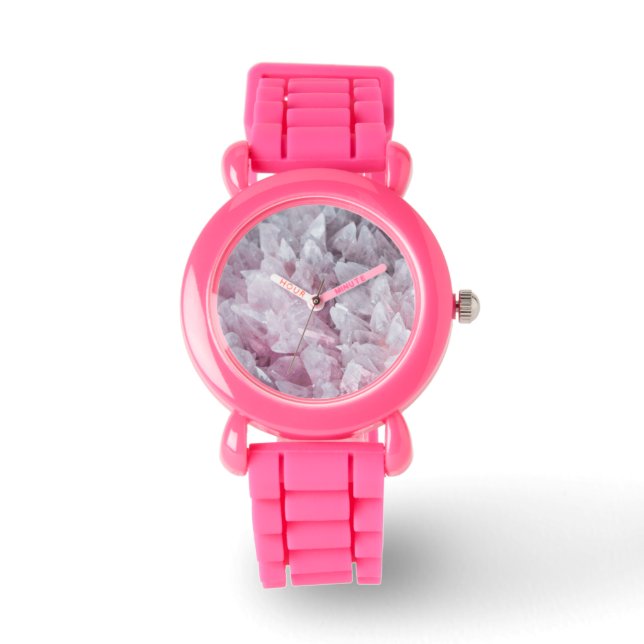 Roze kwartsgeest Lichaamsspiriet Energy Watch Horloge (Voorkant)