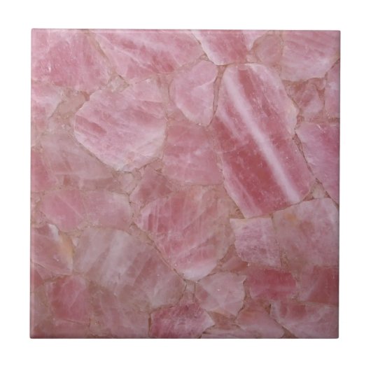 Roze Kwartsiet Crystal Edelsteen Print Keramische  Tegeltje (Voorkant)