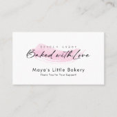 Roze Kwast Elegant Script Bakkerij Loyaliteit Visitekaartje (Voorkant)