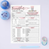 Roze Kwast Tumbler Mok Beker Bestelformulier Flyer (Enkel)