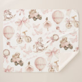 Roze Kwekerij Custom Name Baby Girl Sherpa Deken (Voorkant (horizontaal))