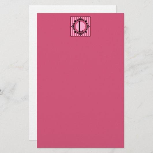 Roze L-monogram Briefpapier (Voorkant / Achterkant)