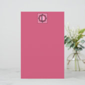 Roze L-monogram Briefpapier (Staand voorkant)