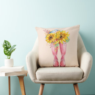 Roze laarzen, blauwe vogel en zonnebloemen kussen